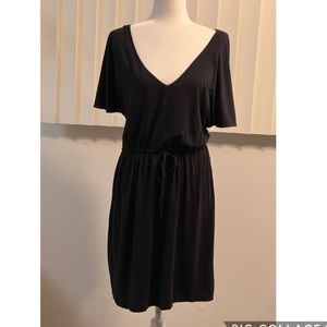 J Crew tie waist dress black striped Small S